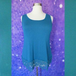 NWT Meri Skye Teal Tank Lace Bottom Size 2X